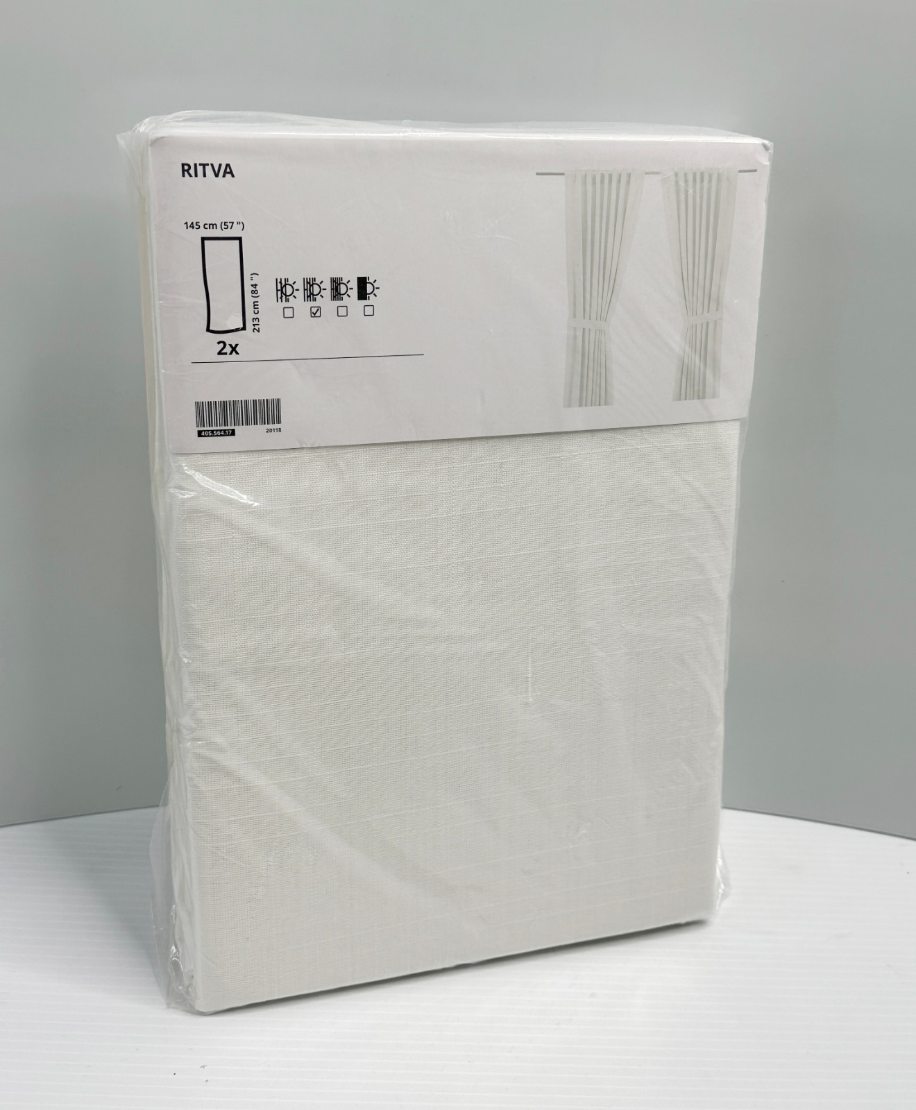 IKEA Ritva Off-White Curtain Panel w/Tie Backs 57″ x 84″ – Set of 2 Panels
