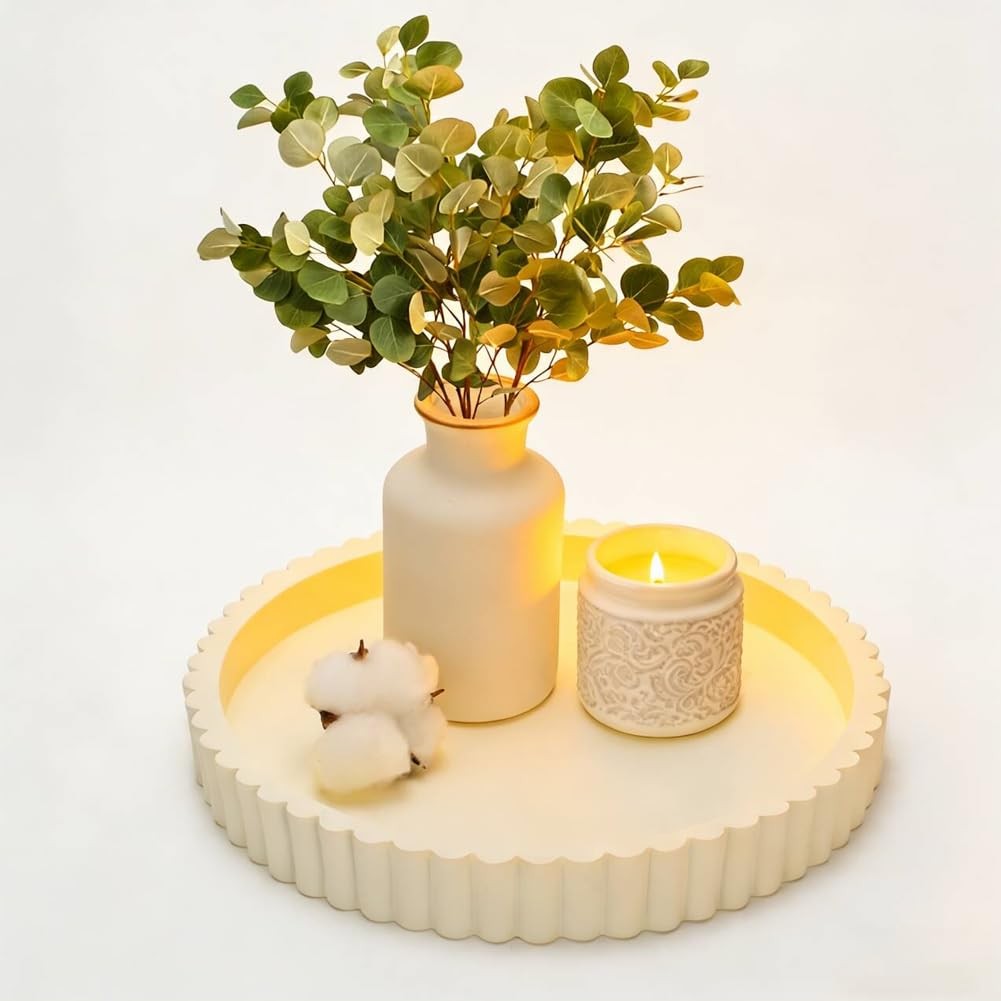 Round Decorative Tray for Coffee Table Living Room Modern Minimalist Center