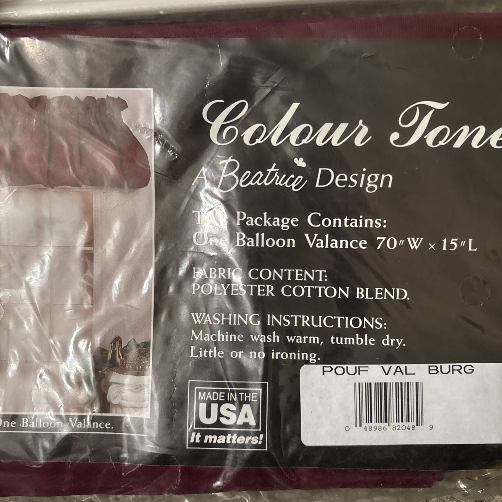 Vintage Balloon Valance, 70” X 15″, Burgandy 3pks