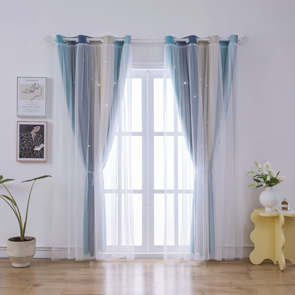 ZHUHAN Ombre Rainbow Blackout Curtains for Kid Girls Bedroom Living Room Darking