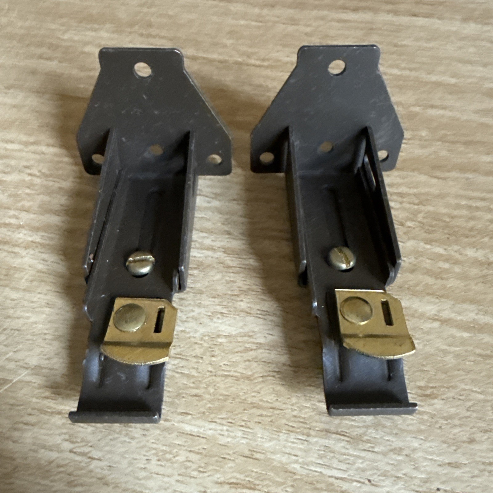 2 Brown Adjustable 3/4″ Curtain Rod Brackets Hardware No Screws Gold Plate
