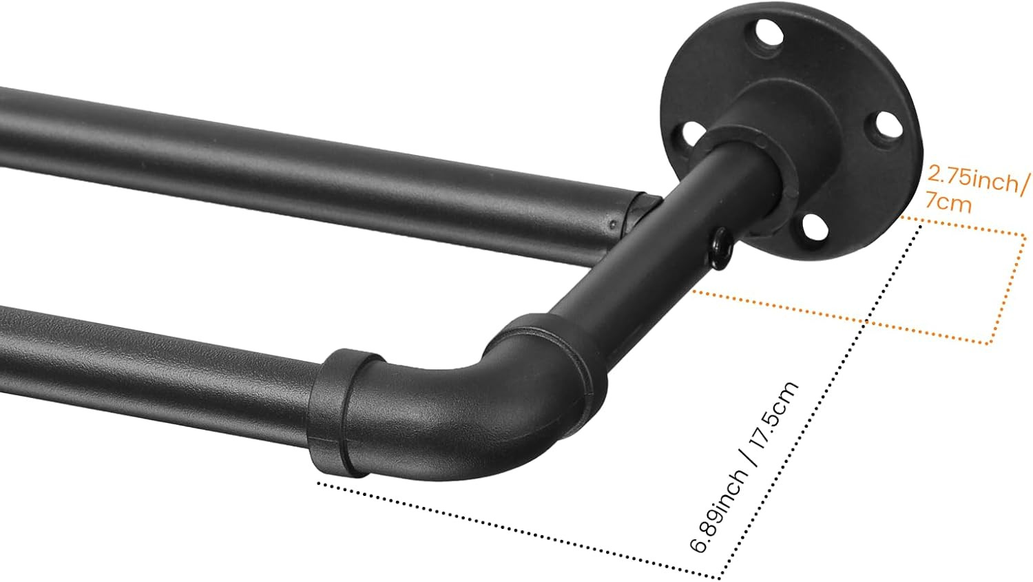 Heavy Duty Adjustable Double Curtain Rod 31-137 Inch – Black Wrap Around Design