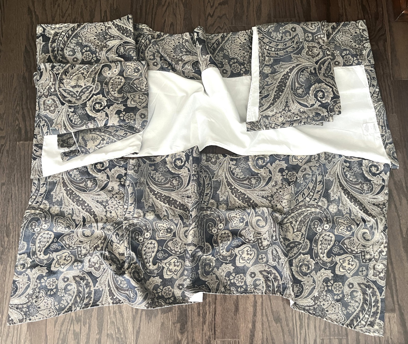 Waterford Marquis Brown(s) / Blue Jacquard Window Valance Panels 55″ x 18″ (x4)