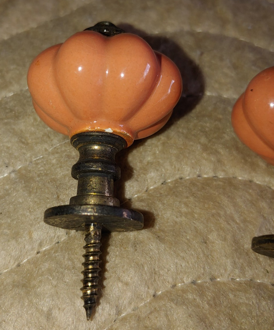 Pair Drape Curtain Tie Backs Light Orange/Peach Ceramic Salvage