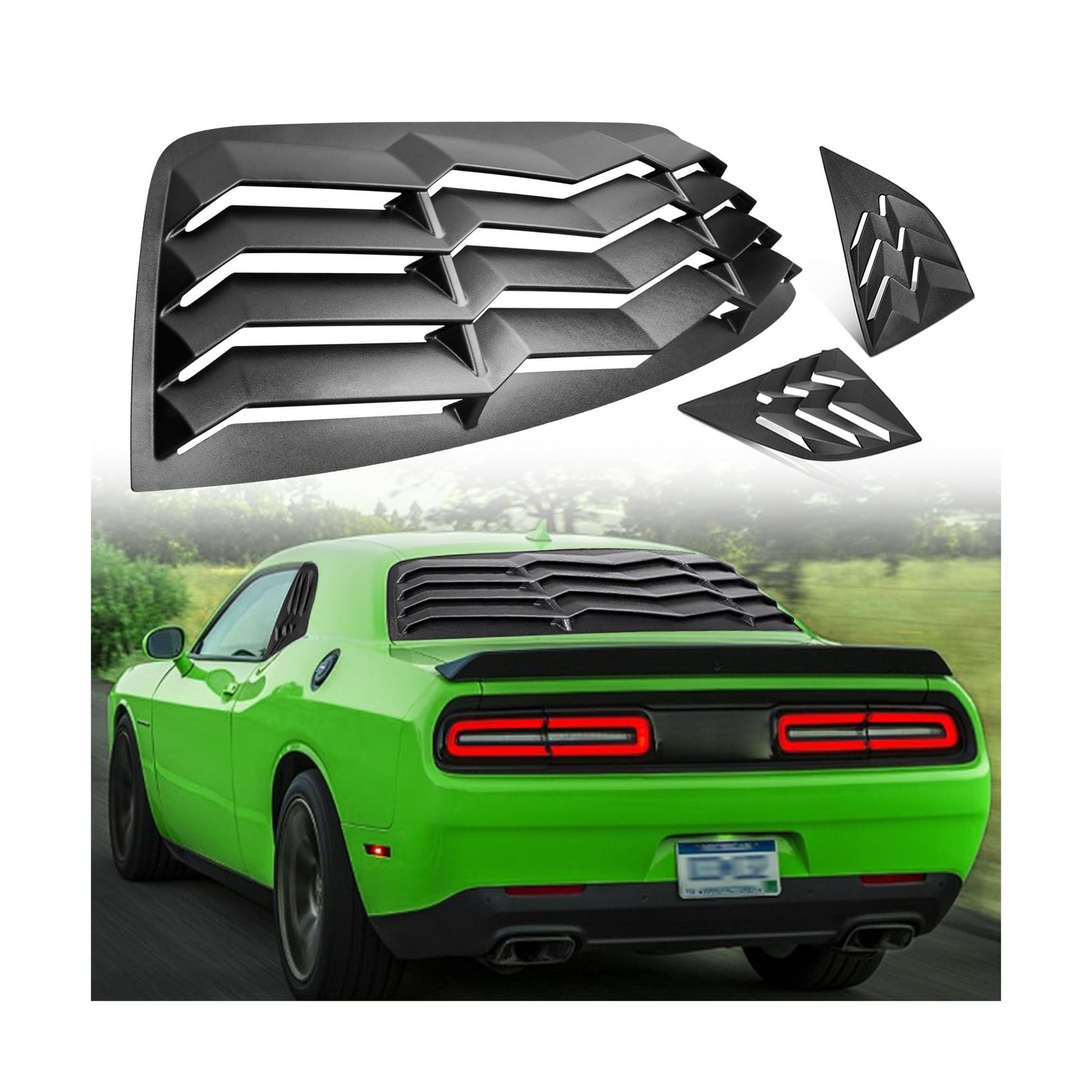 CUMART 2008-2023 Rear+Side Window Louver Windshield Sun Shade Cover ABS Black…