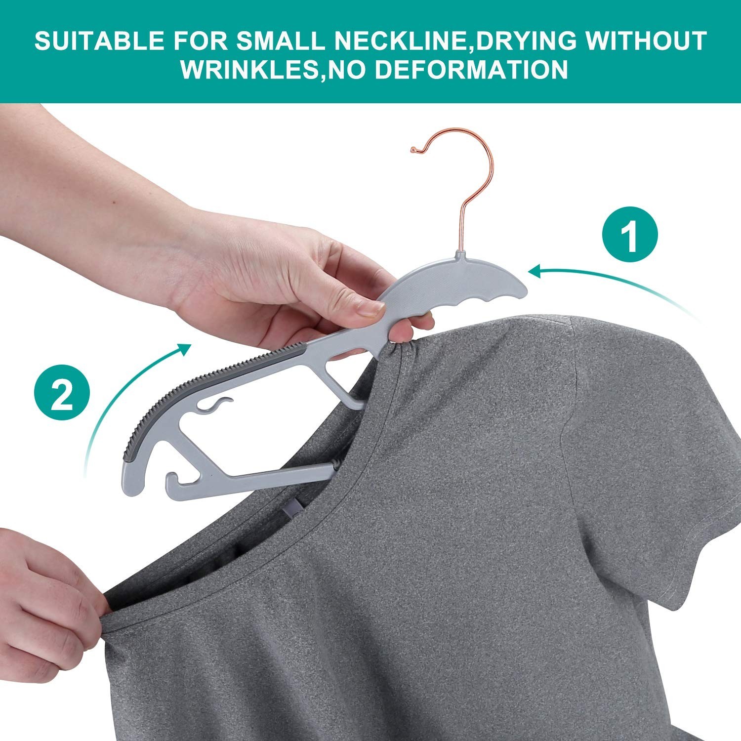 TIMMY Slim Plastic Hangers Non-Slip, 0.2in Ultra Thin Space Saving Closet Org…