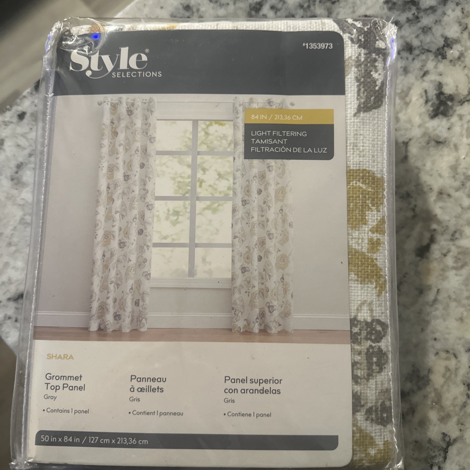 Style Selections Shara 50 x 84 Light Filtering Gray 1 Panel