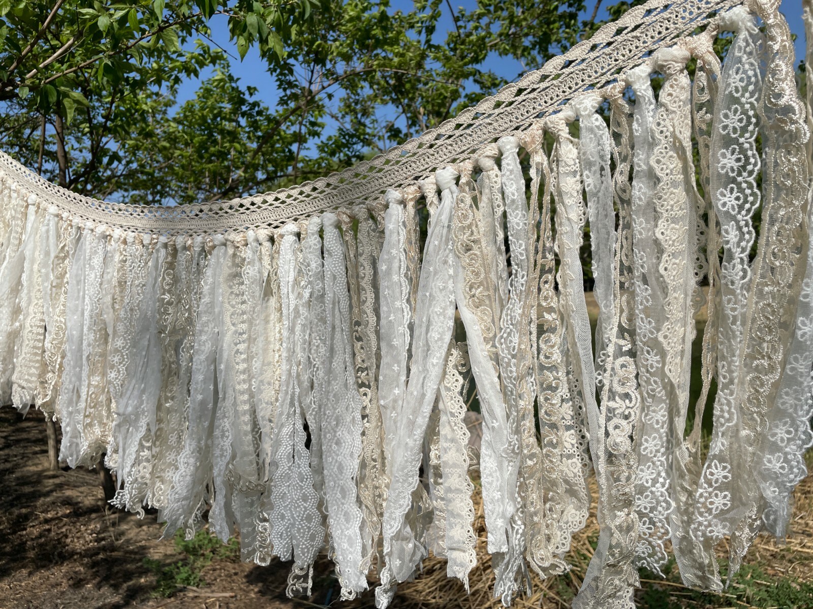 Rustic Shabby Chic Lace curtain Hand Crochet Lace Kitchen Valance