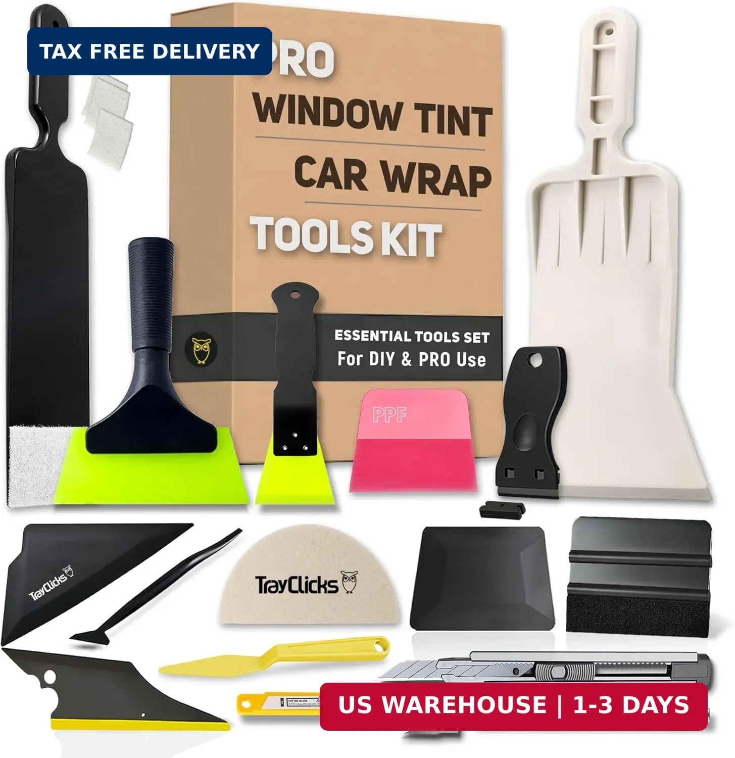 Window Tint Tools kit Vinyl Wrap Tool for Car Tinting Windshield Back Window Squ