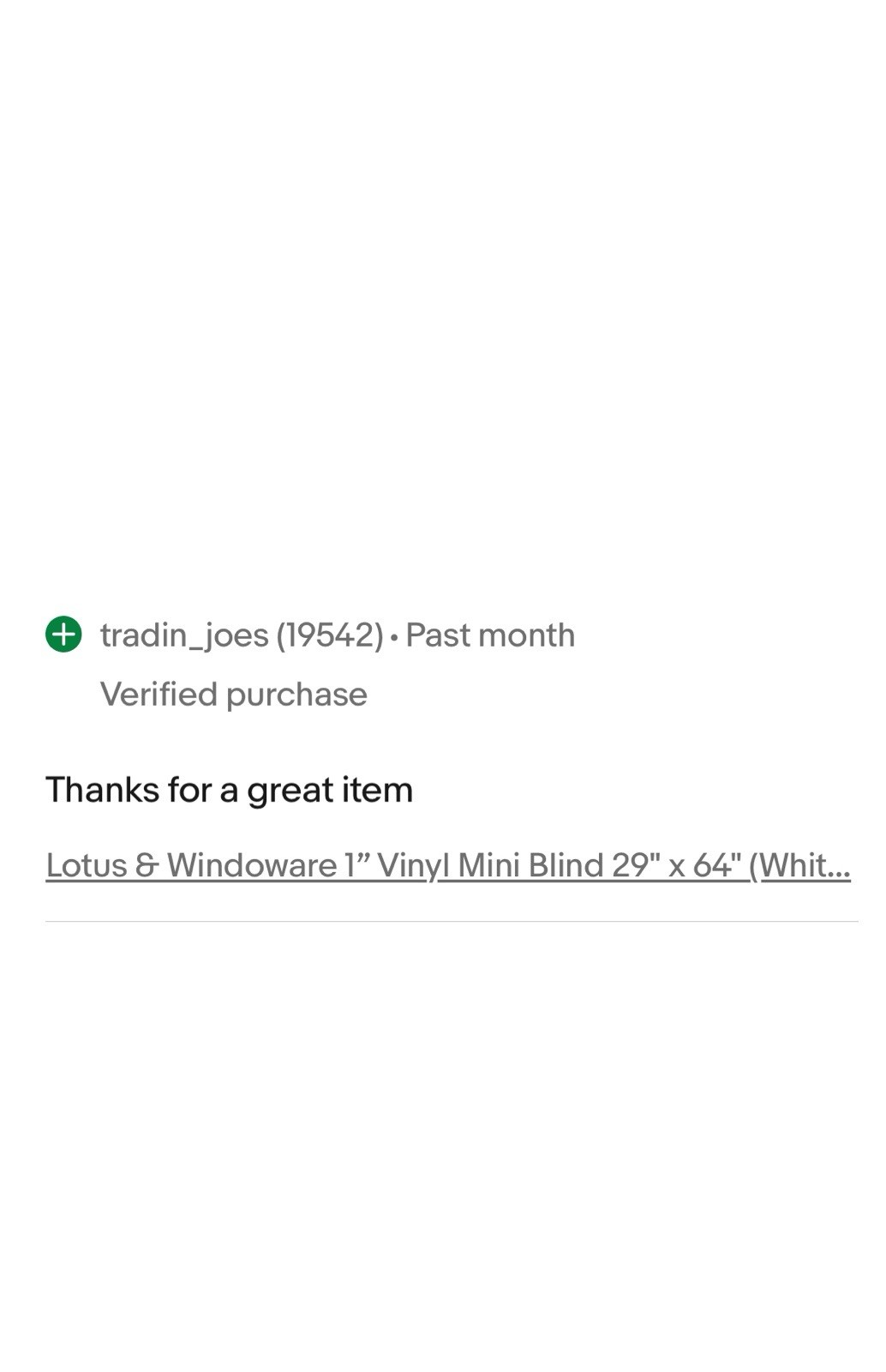 Lotus & Windoware 1” Vinyl Mini Blind 29″ x 64″ (White) Qty-1 Free Shipping