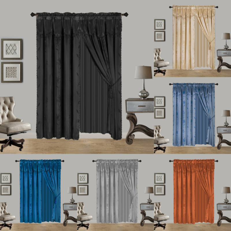 Floral Pattern Luxury European Vintage Window Curtain Set W Stached Valance NADA
