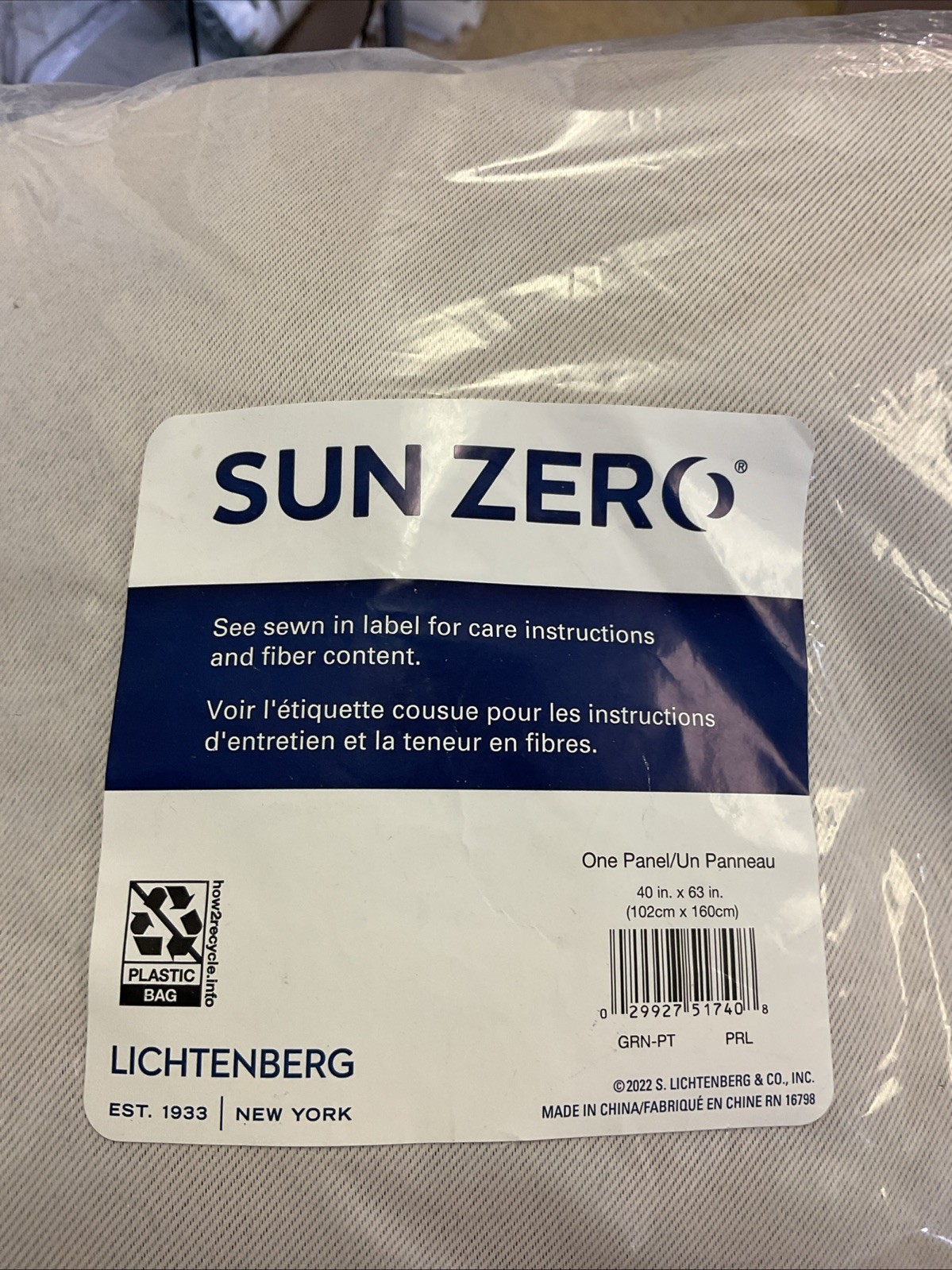 Sun Zero-Gavin Energy Saving Pearl Polyester 40 in. W X 63 in. L- One Panel
