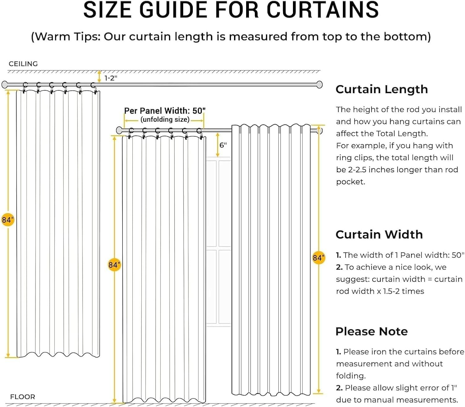 100% Blackout Curtains Thermal Insulated Drapes for Bedroom Living Room