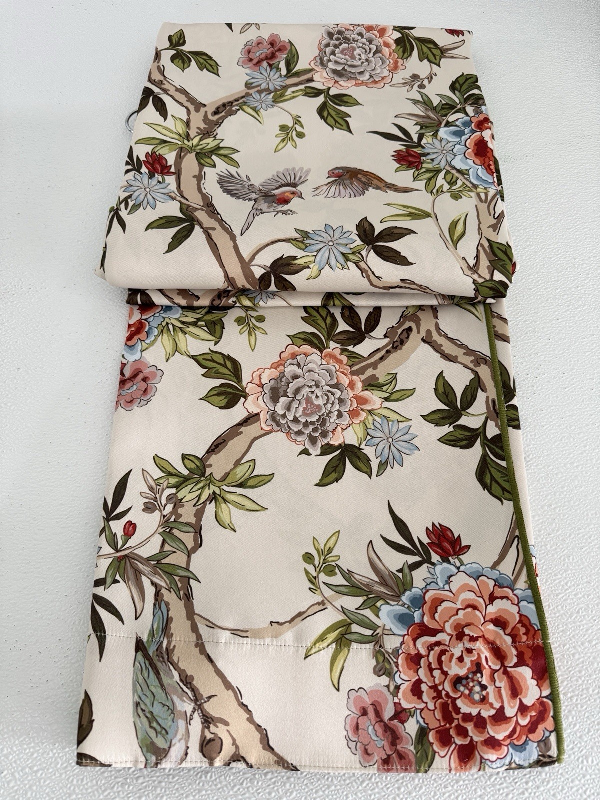 Lillian August Window Curtains 2 Panels 38 x 96″ Cream Birds Drapers Back Tab