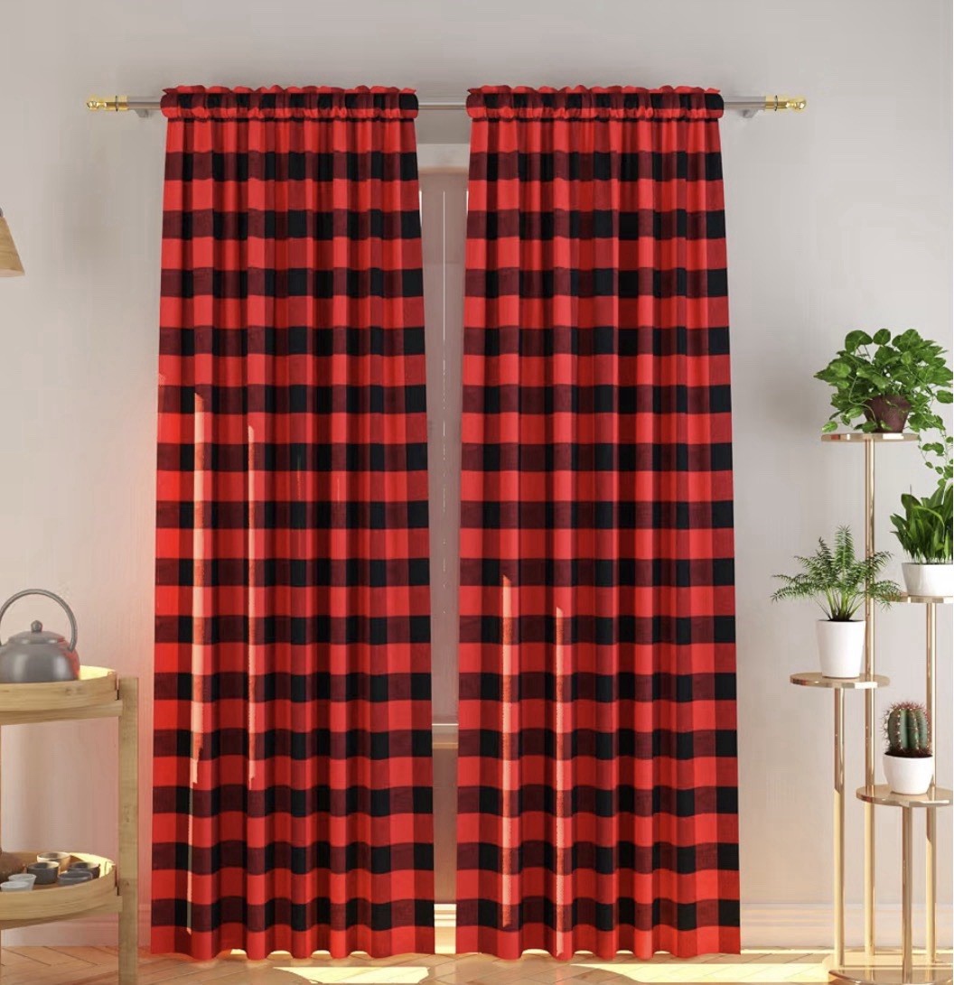 Buffalo Plaid Curtains Eight Panels Which Equals Four Sets of 2. Each Curtain