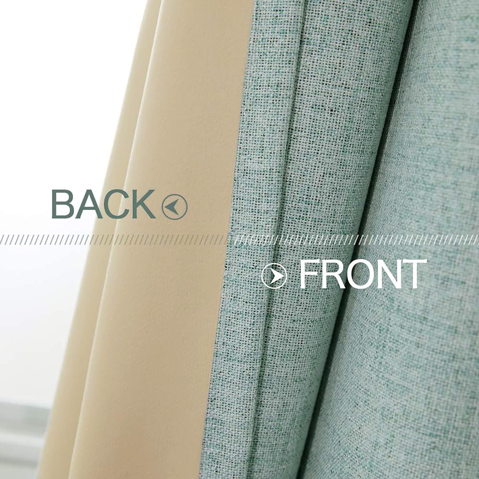 Linen Texture Curtains for Bedroom Solid 100% Blackout Thermal Insulated Seaf…
