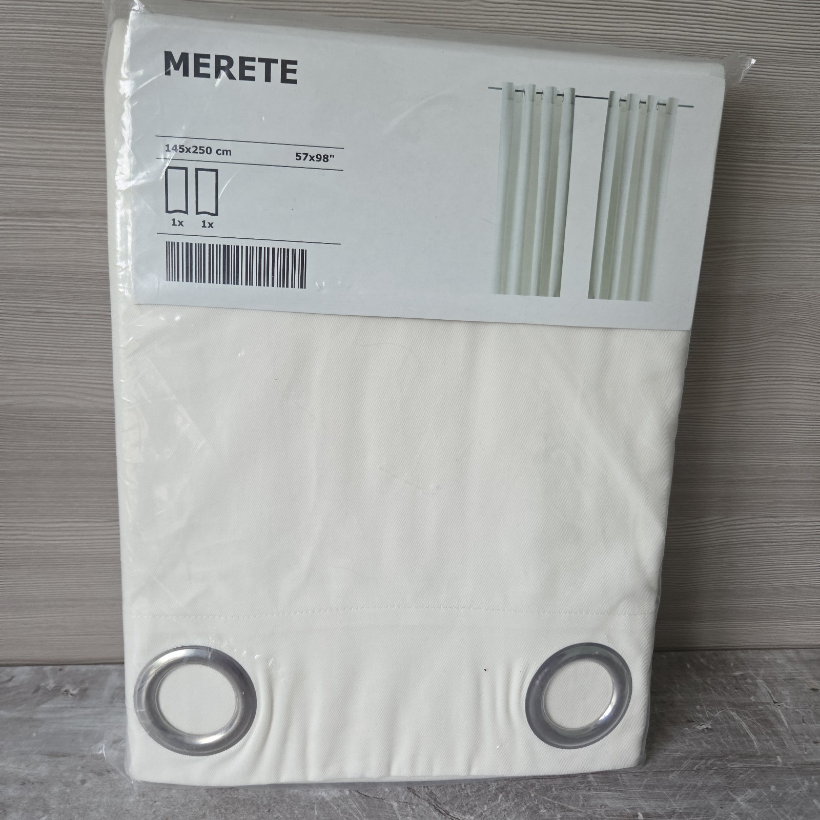 IKEA MERETE Room Darkening Grommet Curtains 57×98″ 2 Panels Off White Cotton NEW