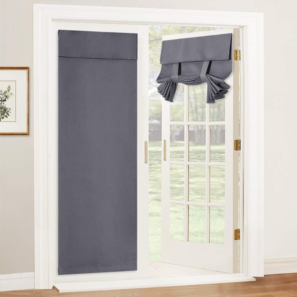 Versatile Grey Blackout French Door Curtain – No-Drill, Adjustable, 26″W x 69″L