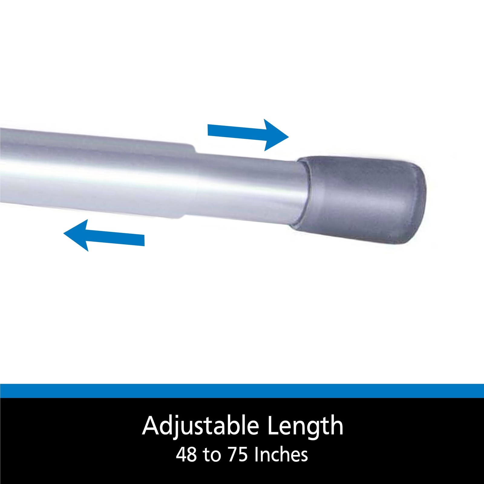 Mainstays 5/8 in. Steel Curtain Rod – 48-75 in. Adjustable,Chrome Spring Tension