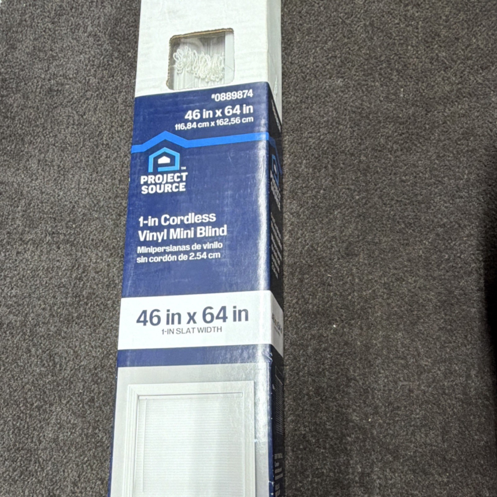 Project Source Cordless Vinyl Mini Blind White Light Filtering 46×64 in MPN 088…