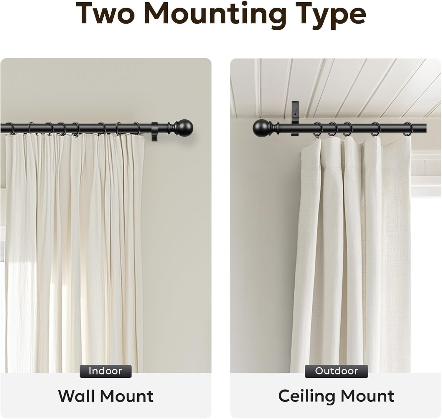 Heavy Duty Adjustable Curtain Rod Brackets, 3 Pack Premium Rod Brackets for Wall