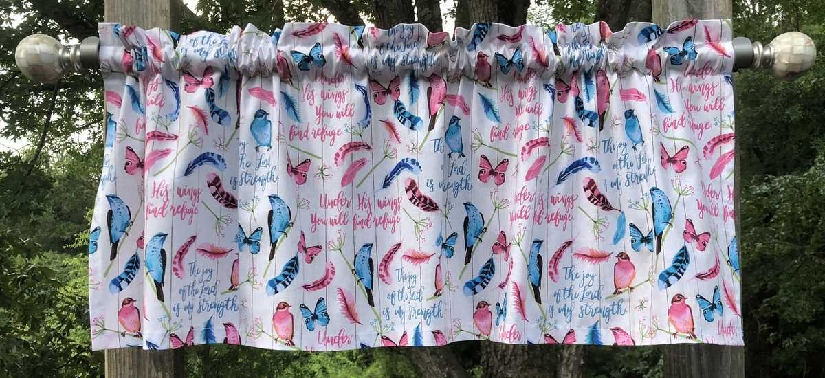 Christian Valance – Faith Scripture Butterfly Floral Print – Bible Verse