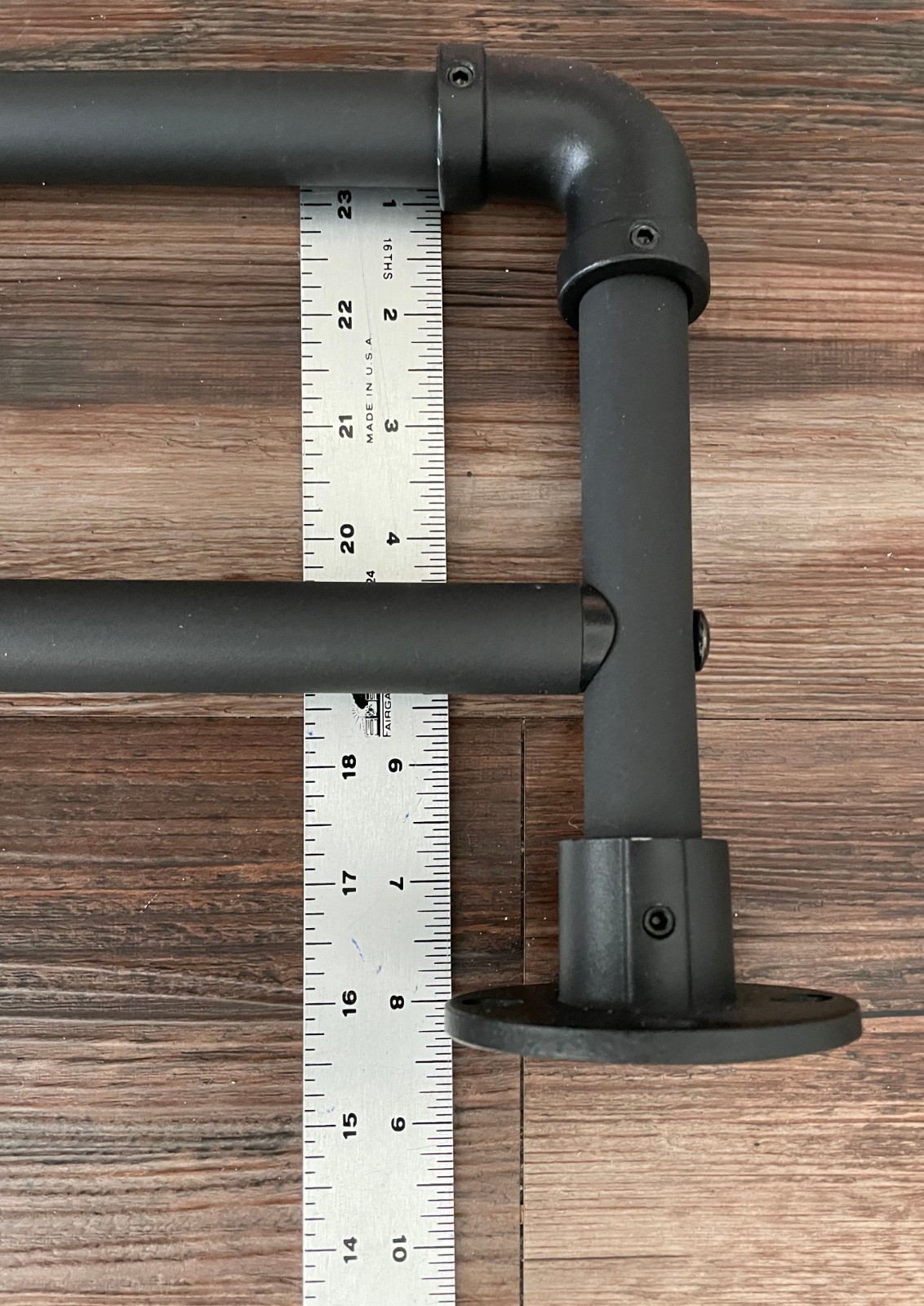 Adjustable 32-80 Inch Double Black Curtain Rod Industrial Pipe Wrap Around NOB