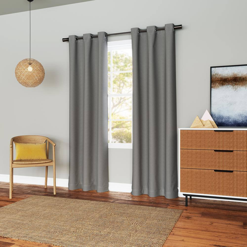 Marlowe Gray Polyester 40 In. W X 84 In. L Grommet Room Darkening Curtain (Singl