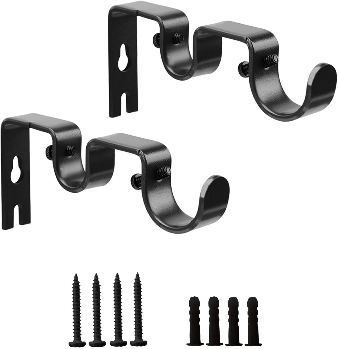 Double Curtain Rod Bracket,2 Pack Metal Curtain Rod Hooks for Wall,Sturdy Curtai