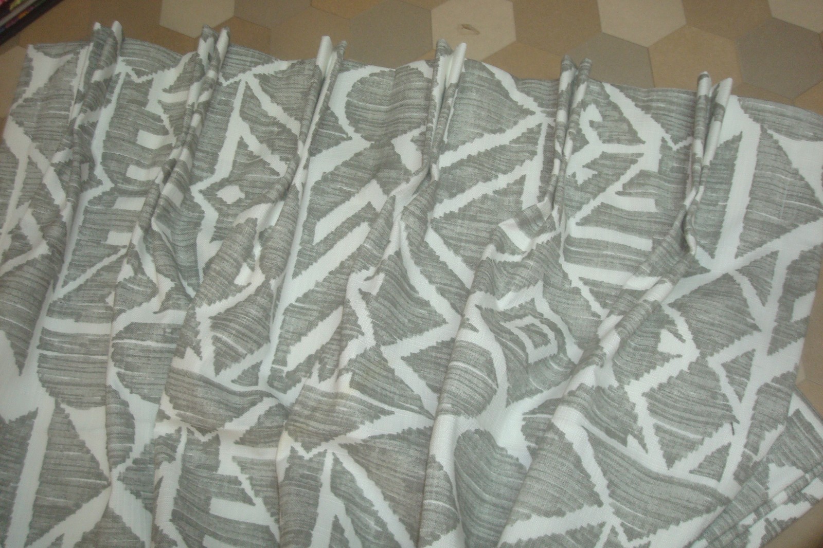 New Custom Drapes Pinch pleat Lined Modern 2pc Foshan Nanfang Enigma Gray 94″ lg