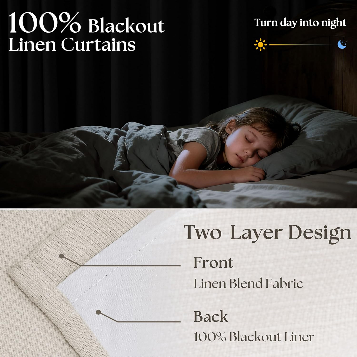 Extra Wide Pleated Linen Blackout Curtains 84 Inches Long for Bedroom Sliding Gl