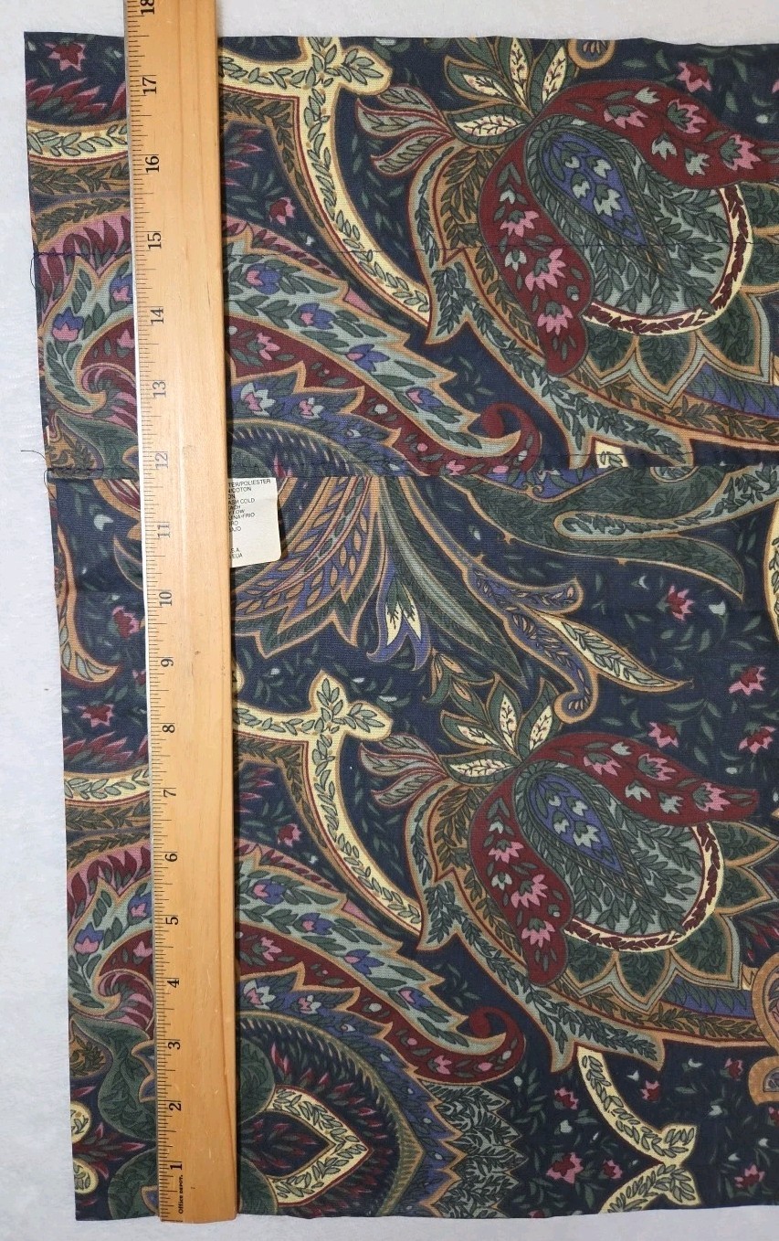2 Vtg 90s Croscill Valances Jacobean Paisley Rod Pocket Jewel Tones 17.5×88