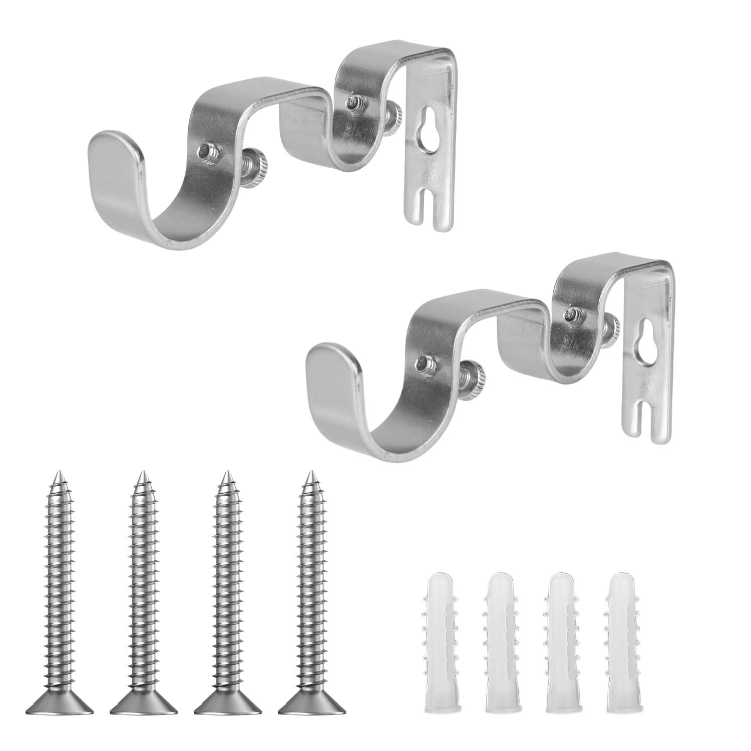 2pcs Double Curtain Rod Bracket, Heavy Duty Curtain Pole Hooks for Wall Mount…