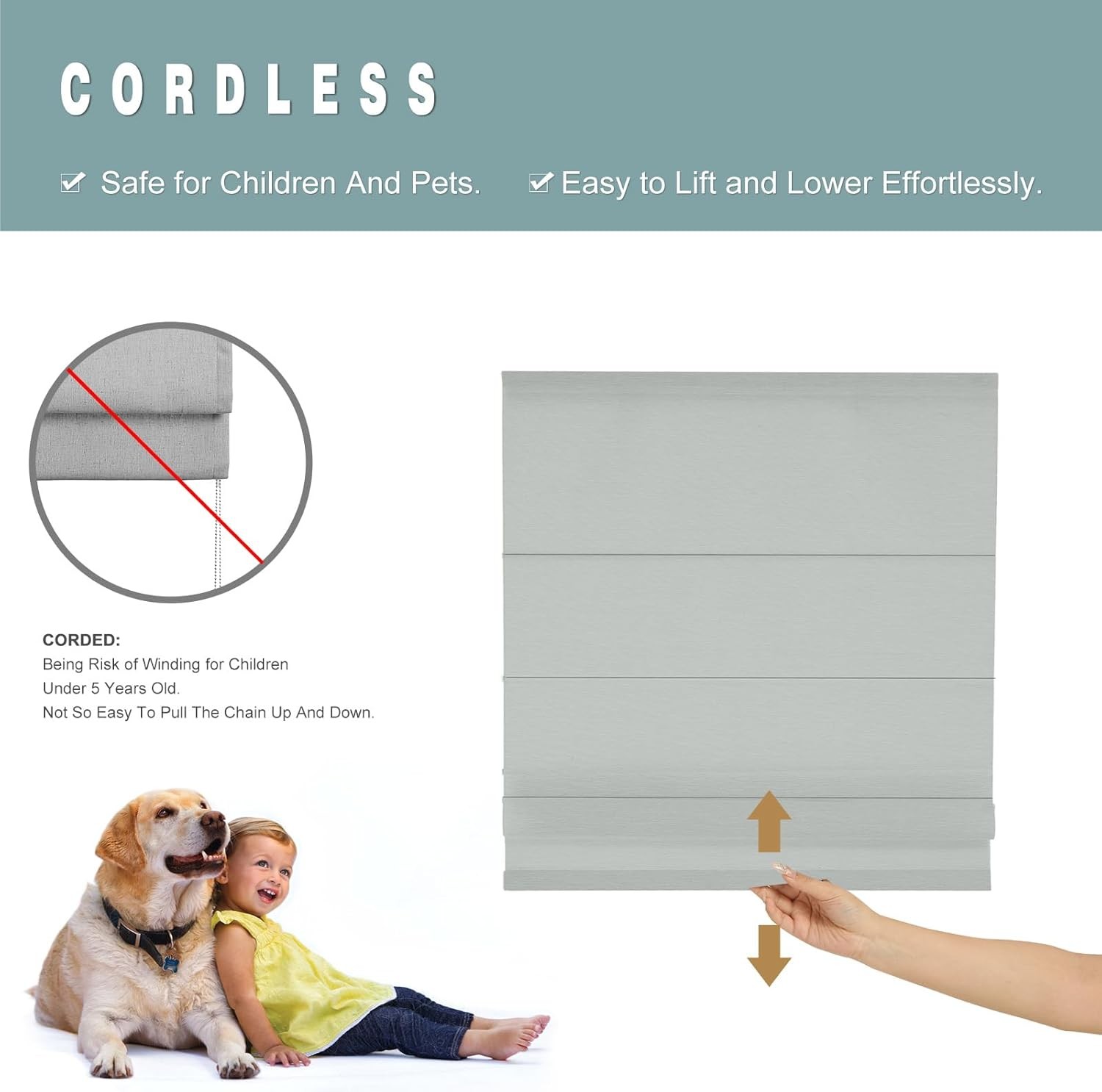 Changshade Light Filtering Roman Shades Room Darkening Window Blinds-Cordless