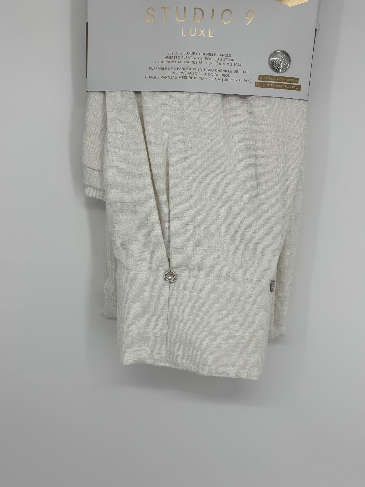 New Studio 9 Luxe 2-Pack Curtain Panels 36″ x 84″ Cream Garda Luxury Chenille