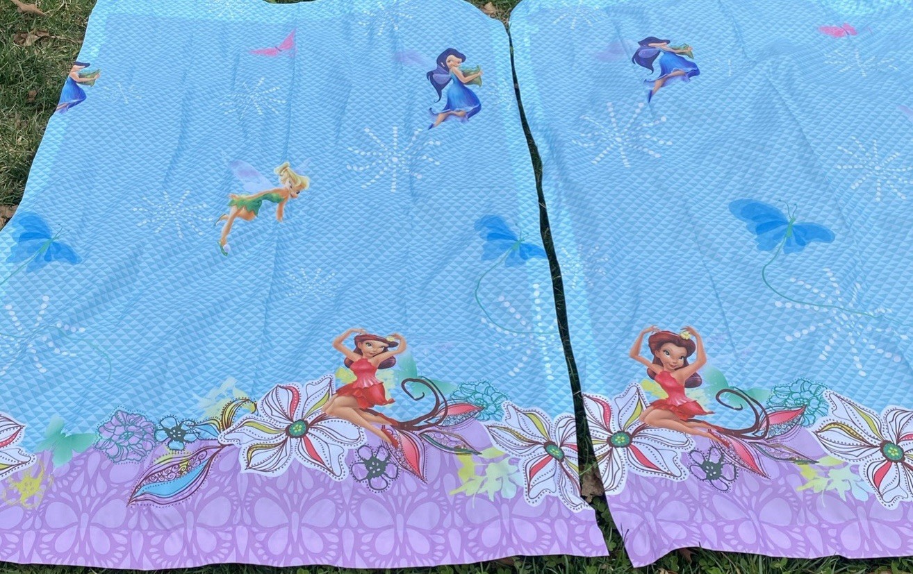 Disney Fairies Decorative Curtain 50″ X 17″ TINK Tinkerbell Fairies 2-64×41 EUC