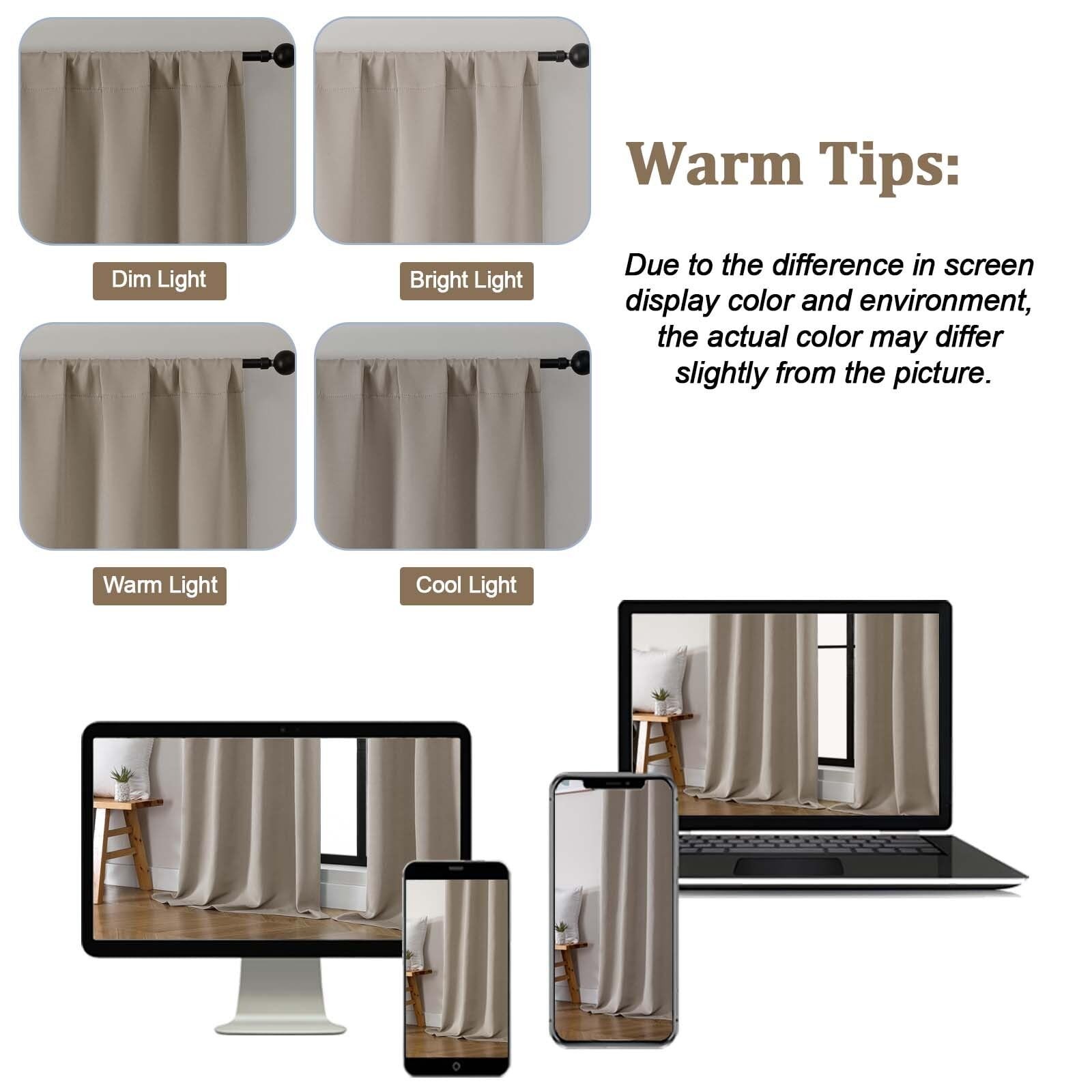 Stone Curtains for Bedroom 54 Inch Length 2 Pcs, Room Darkening Modern Farmho