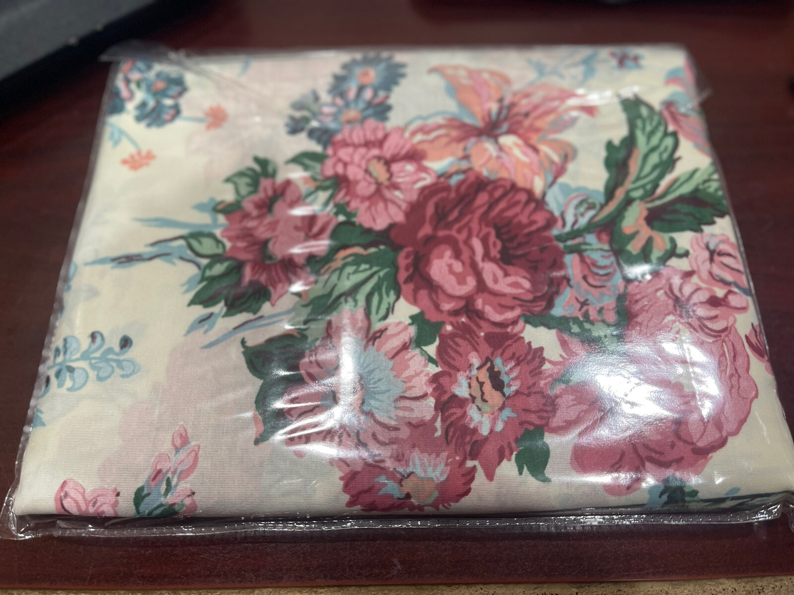Vintage Blouson Valance Green Stripe & Pink Floral 86″ x 15″ NOS Usa Made