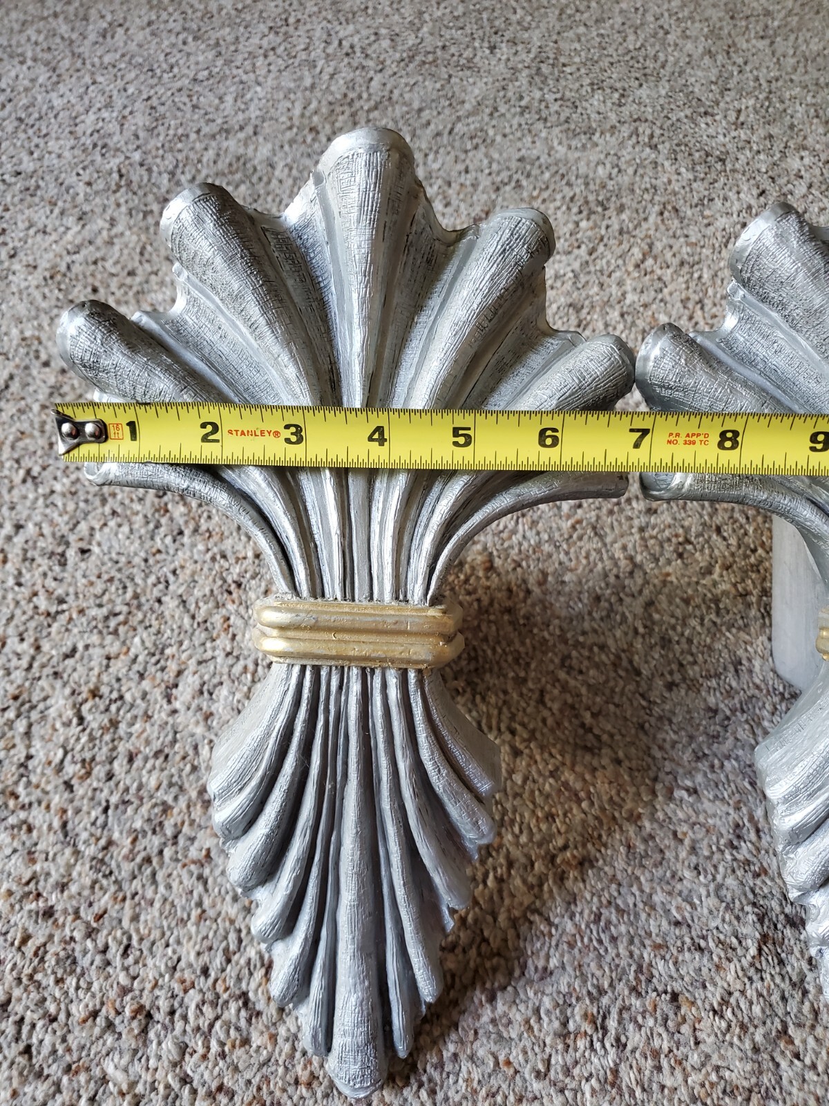 Pair Of Kirsch Wooden Curtain Rod Brackets Holders, 2001 Silver Gold Art Deco