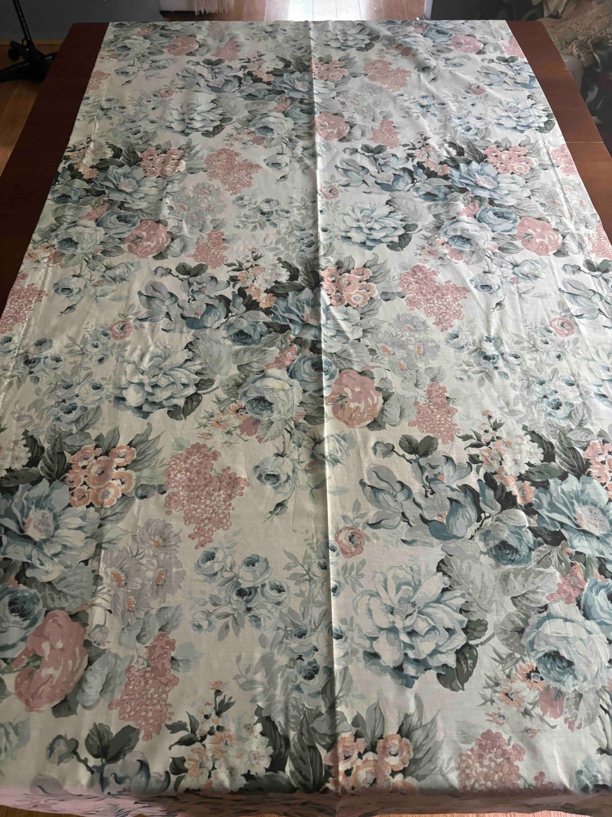 Vintage Floral Curtain Panel Cottagecore Blue Pink Sage Grandmillennial 39×86