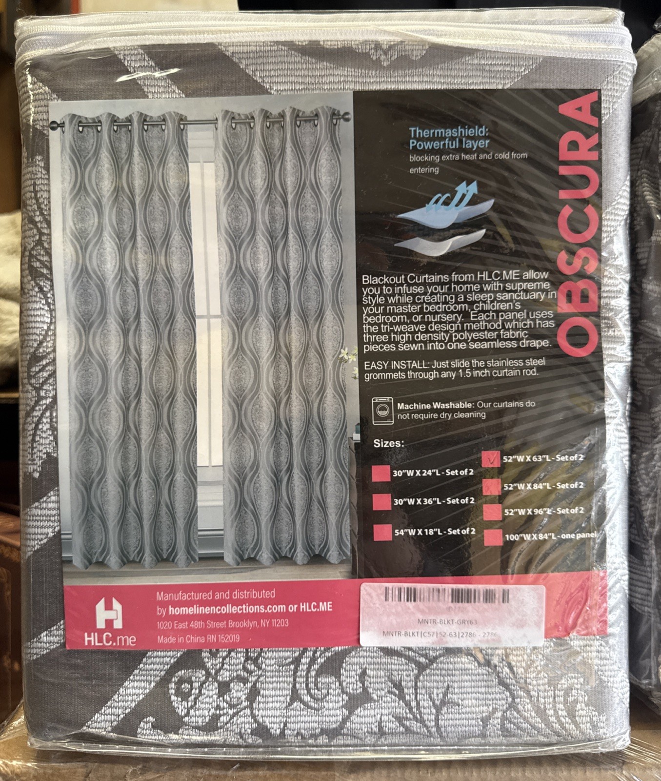 HLC.ME Montero Tile 100% Complete Blackout SeaFoam Gray Curtain