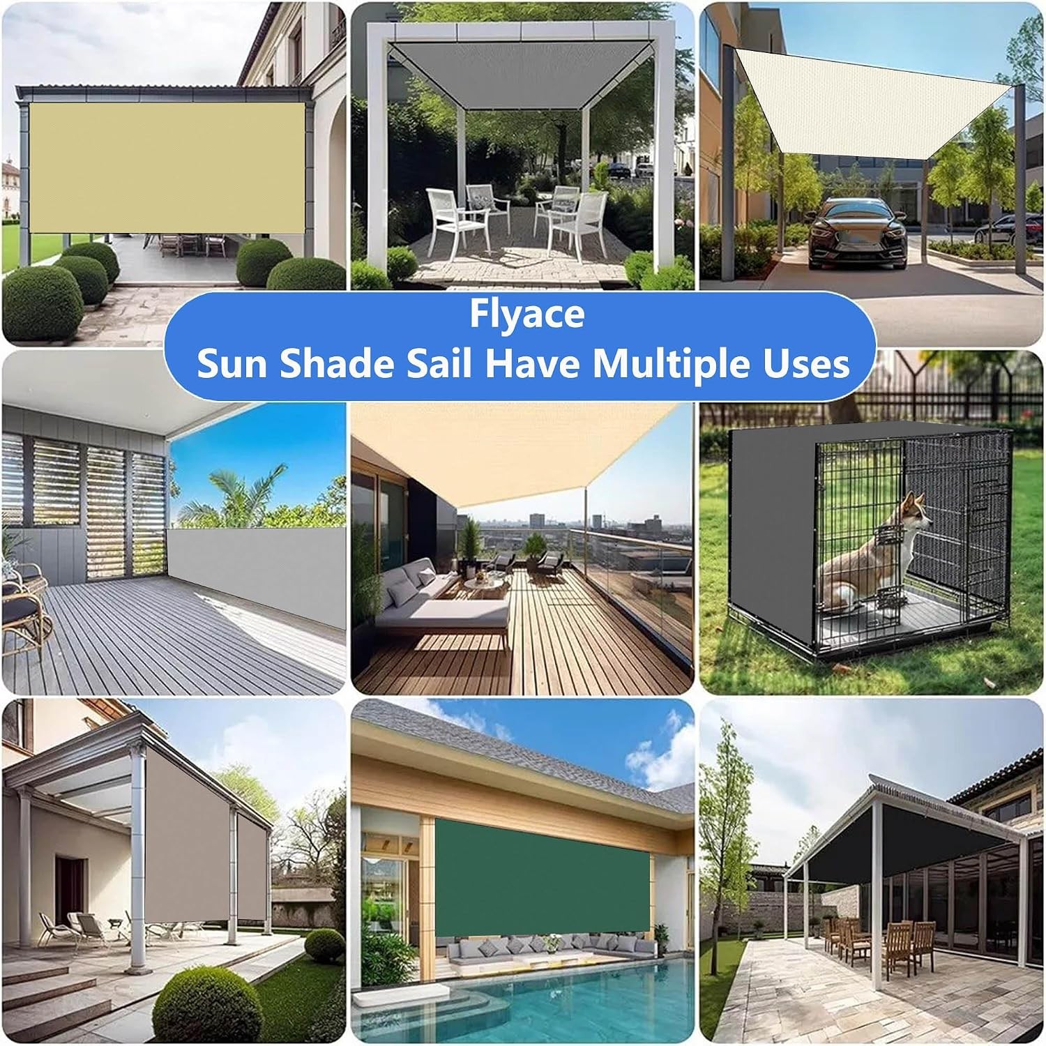 3x3M Rectangle Sun Shade Sail Waterproof 95% UV Block Patio Canopy with Ropes