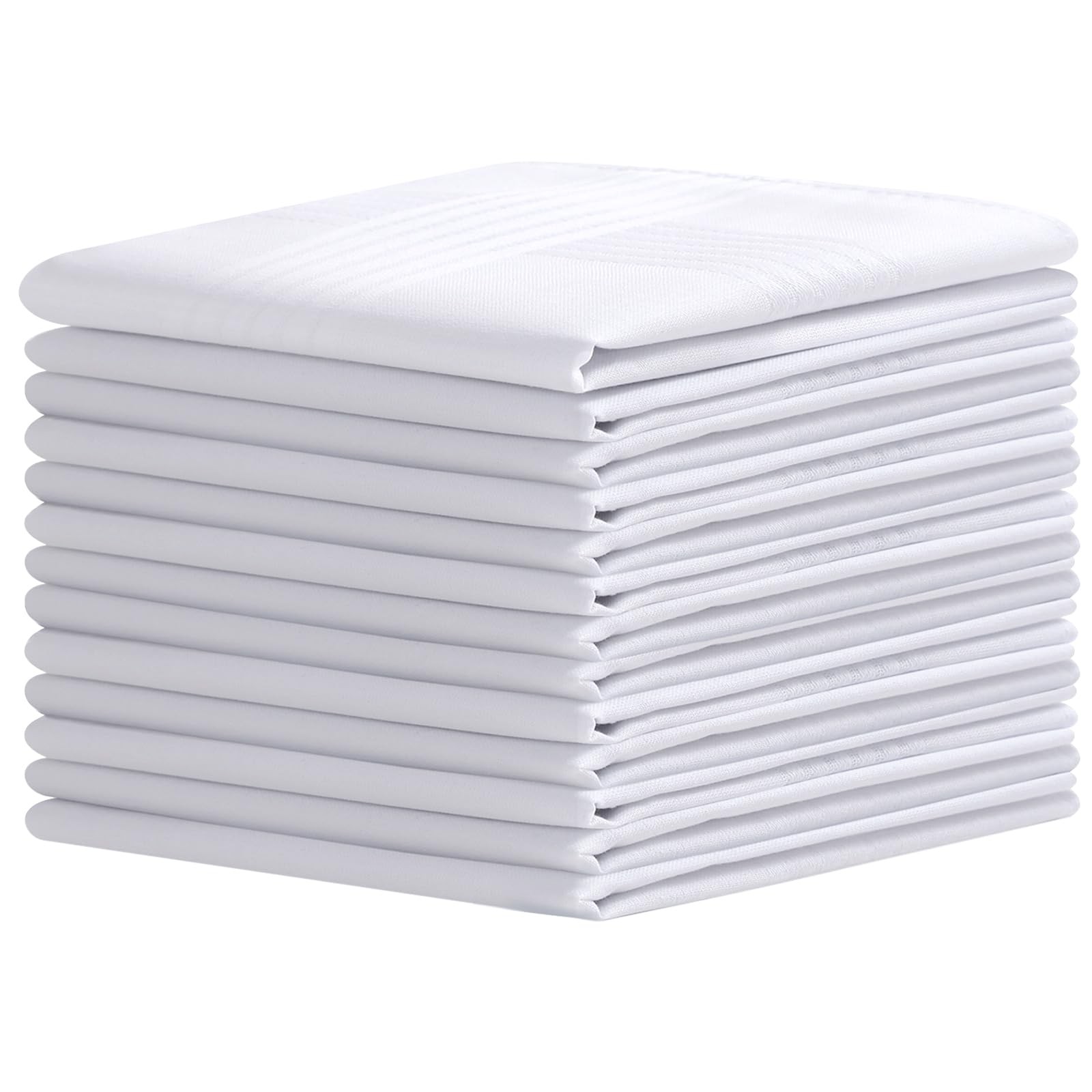 Ohuhu Handkerchiefs for Men, 13 Pack 100% Soft Cotton 16” x 16”, White