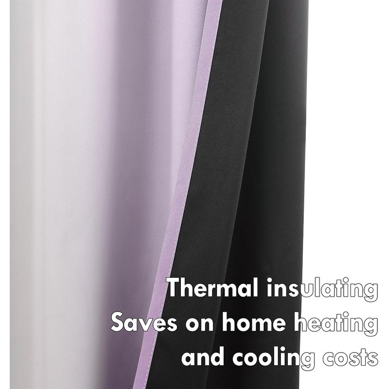 100% Blackout Ombre Curtains Set Thermal Insulated Noise Reducing Grommet Panels