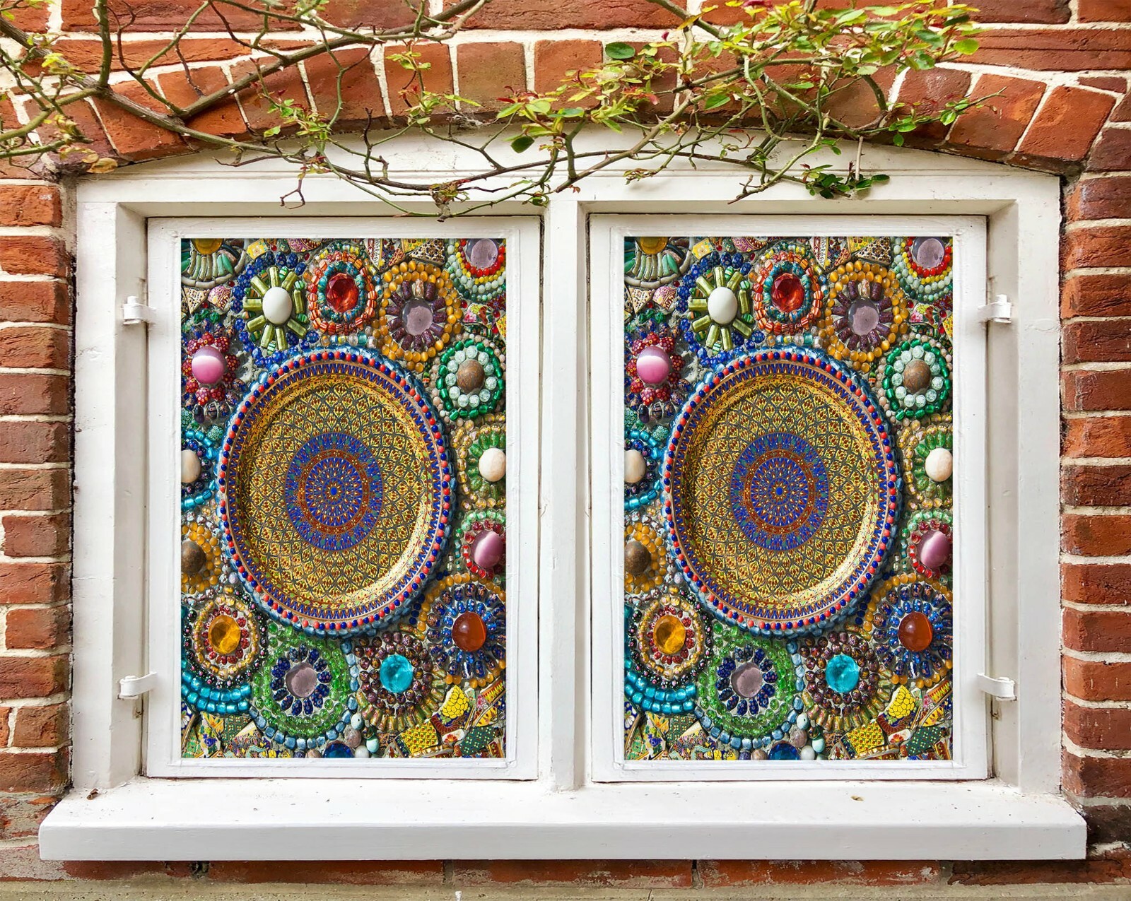 3D Yellow Round A439 Window Film Print Sticker Cling Stained Glass UV Zoe
