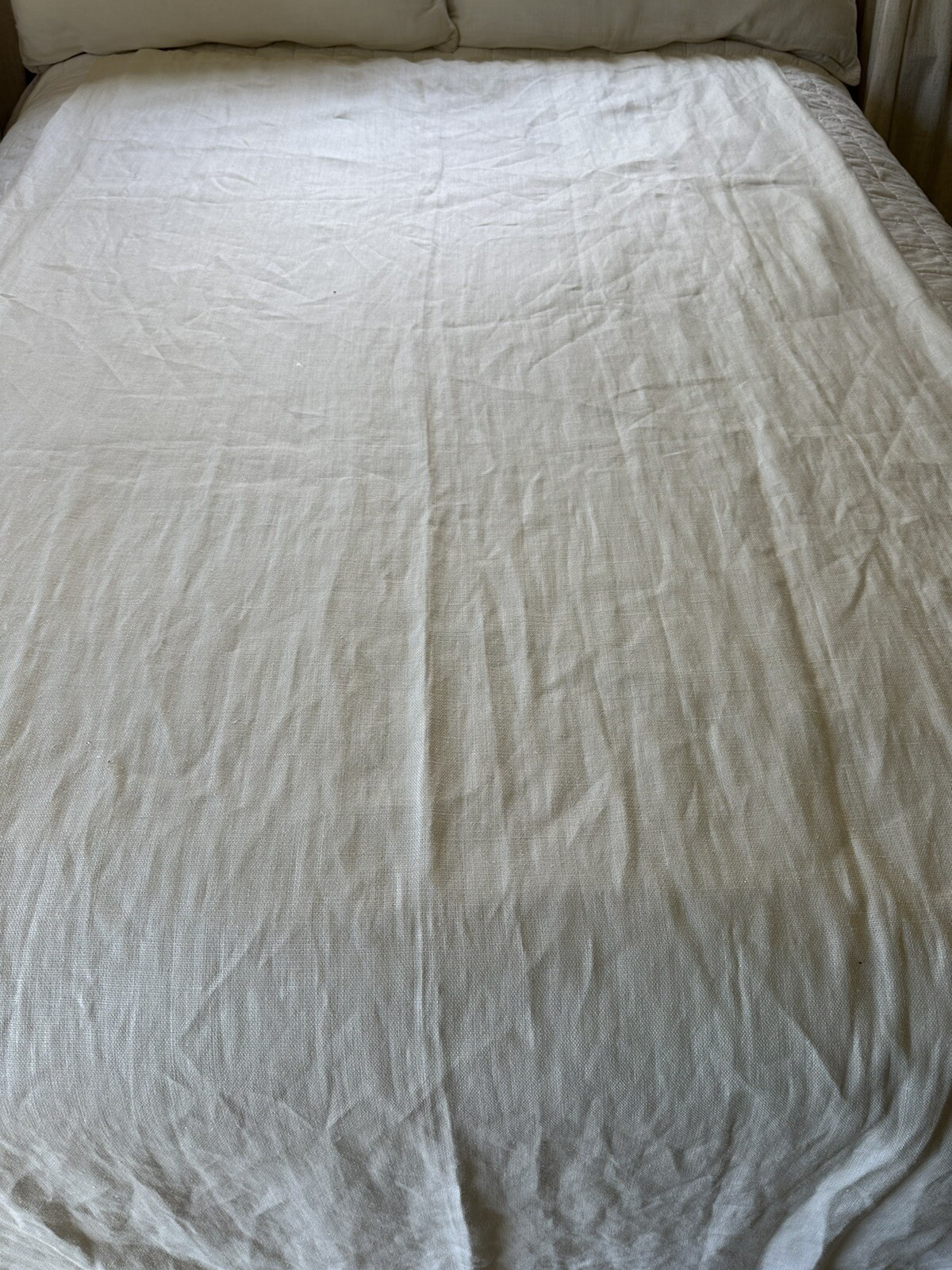 Single Restoration Hardware Belgian Textured Linen Curtain 96×48 White Lined