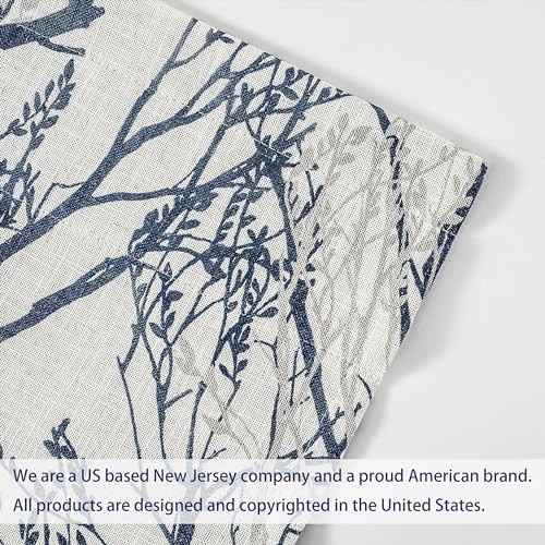 Tree Branch Linen Lined Valance Double Layer 52″W x 14″L (Pack of 1) Blue