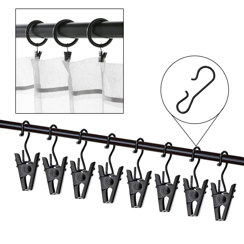 JANYUN 30 Pack Small Heavy-Duty Hook Clip Set Metal Curtain 30 Black, Black