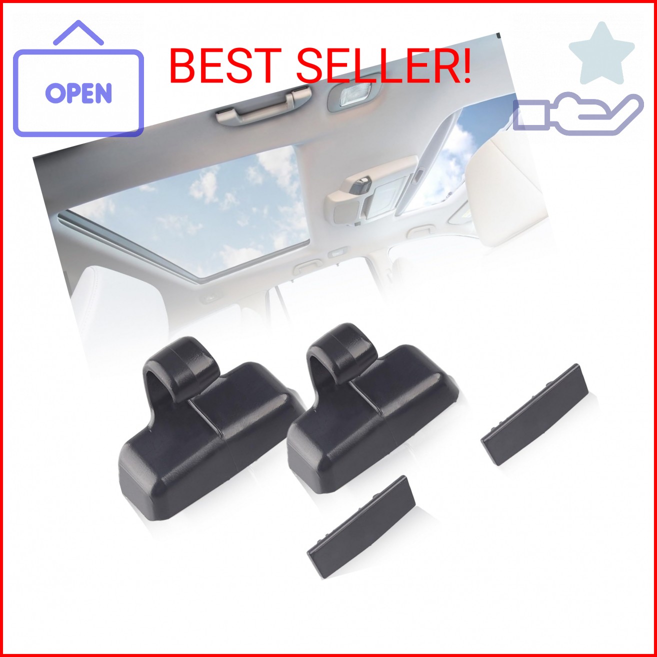 Covnikyer Rear Sun Shade Hook Clip with Cover Kit Black Compatible with Honda Pi