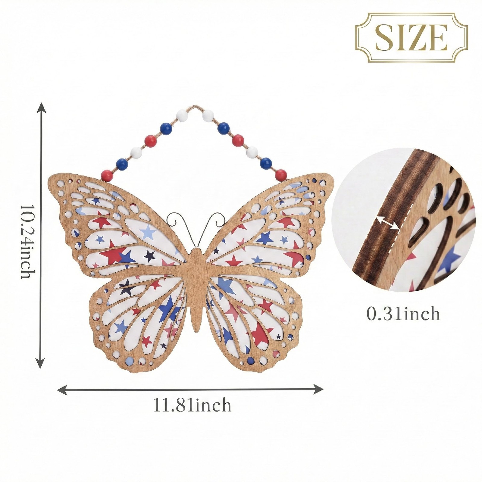 4th of July Wreath, Patriotic Wreath for Front Door, Red White and Blue Butterfl